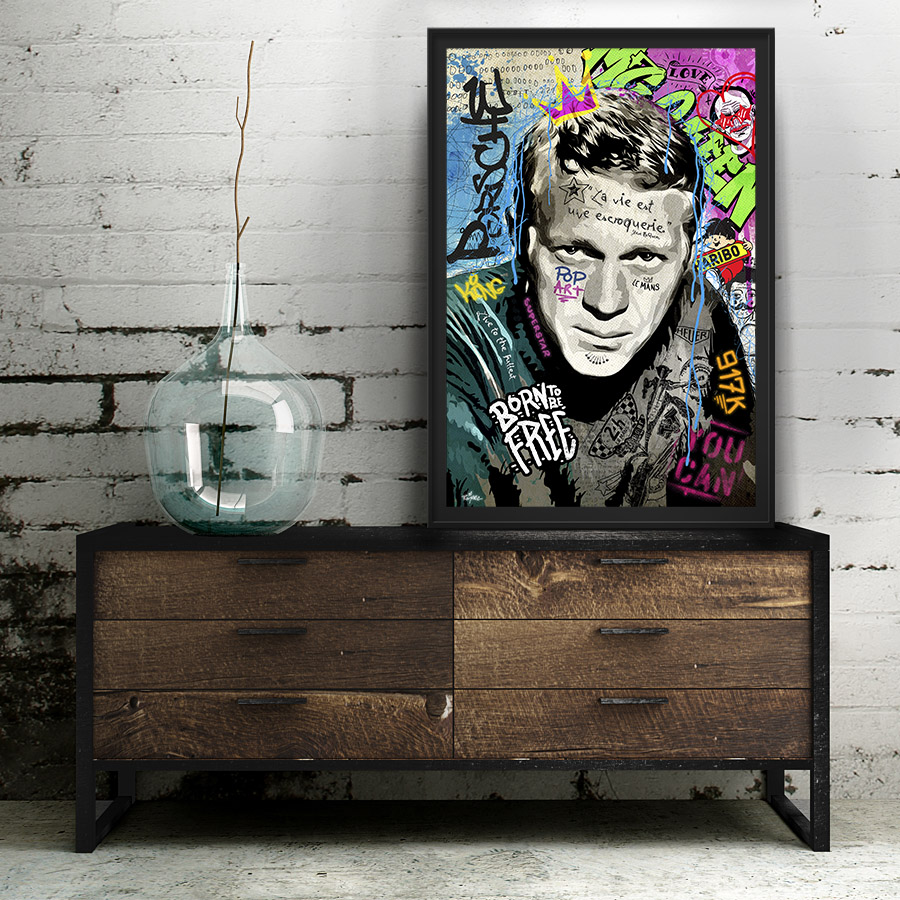 tableau deco pop art portrait steve mcqueen romaric