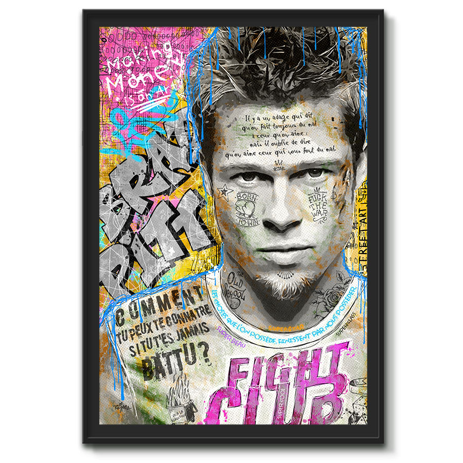 tableau deco pop art brad pitt fight club film artiste romaric