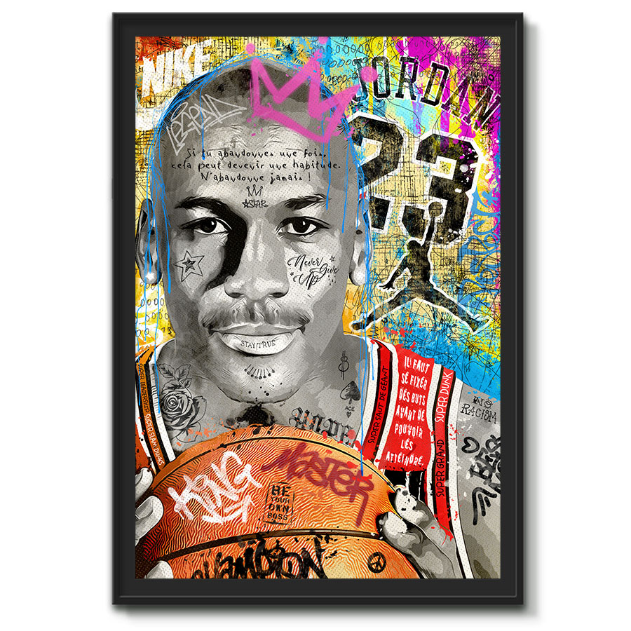 tableau deco pop art michael jordan basketteur basket sportif artiste romaric