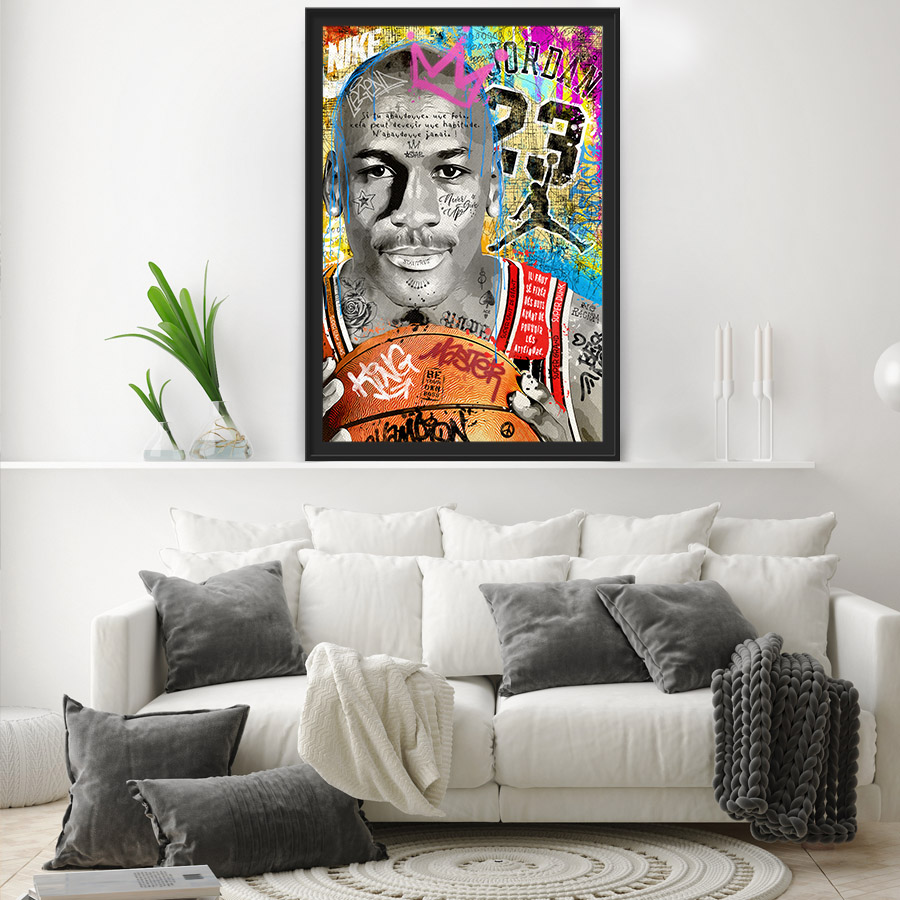 tableau deco pop art michael jordan basketteur basket sportif artiste romaric