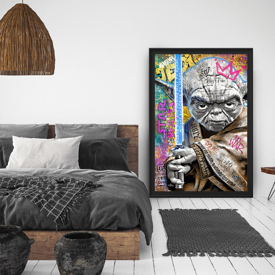 tableau deco maitre yoda star wars film artiste romaric